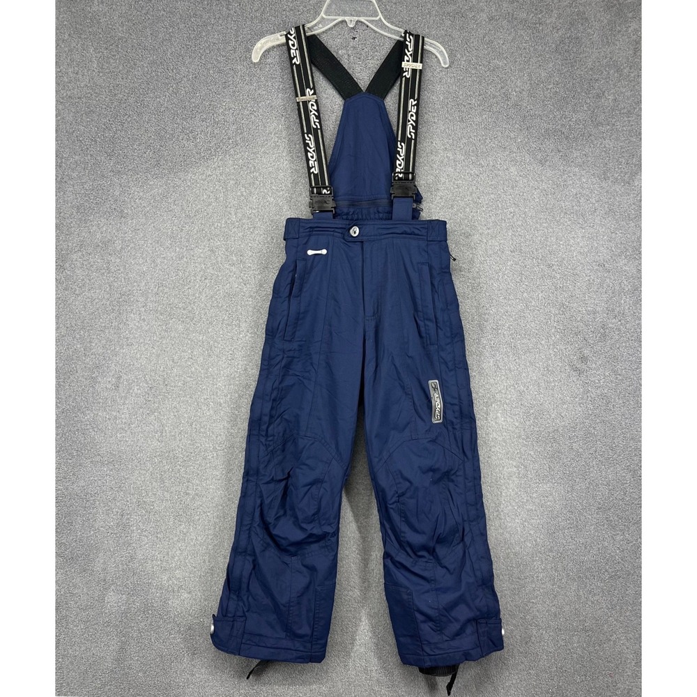 Spyder Snow Bibs Kids Size 10 Navy Blue Insulated Detachable Ski Pants Winter